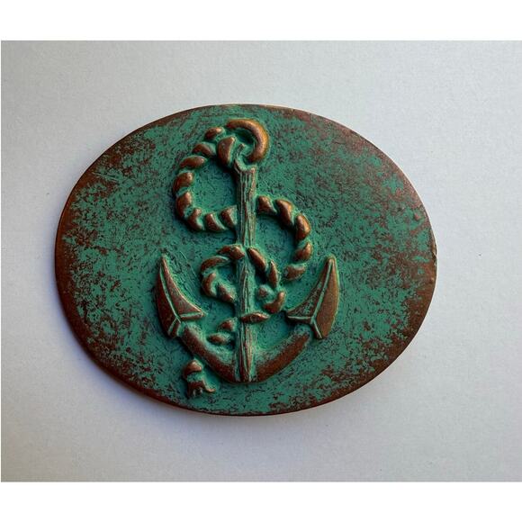 Anchor Nautical Teal Right To Left Belt Buckle - Picture 1 of 8